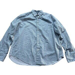 J. Crew Size L Floral Long Sleeve Button Down Classic Shirt Blue Preppy